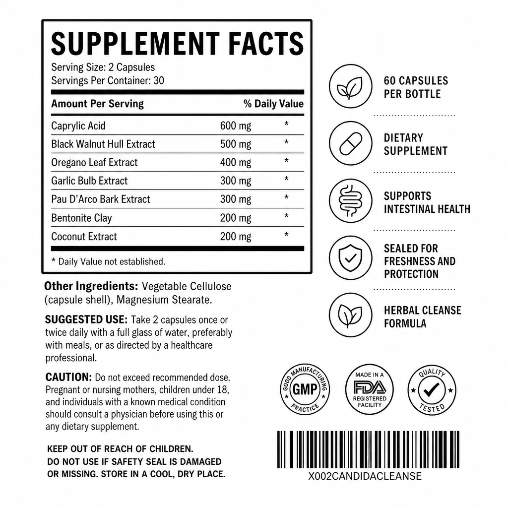 Candida Cleanse Capsules — Supplement Facts